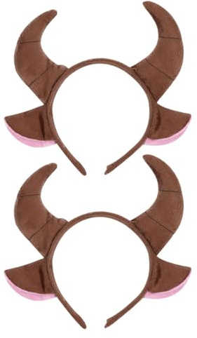 VALICLUD 2 Stück Horn Haarbügel Mit Stierhörnern Und Kuhohren Kopfschmuck Für Halloween Fasching Cosplay Kinder Und Erwachsene