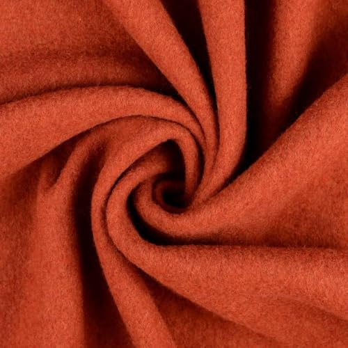 Woll Fleece aus reiner Schurwolle - Walkloden Jersey weich und dehnbar - Mulesing frei Öko-Tex Klasse 1 Bekleidungstoffe Meterware (Kupfer)