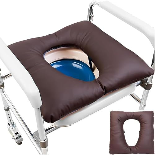 SXHEYUY Toilettensitz Weicher wasserdichter gepolsterter Toilettensitz Bathoom Befestigung gepolstertes Pad Unterstützung Duschstuhl für ältere Menschen 42 * 42 * 8cm,Braun