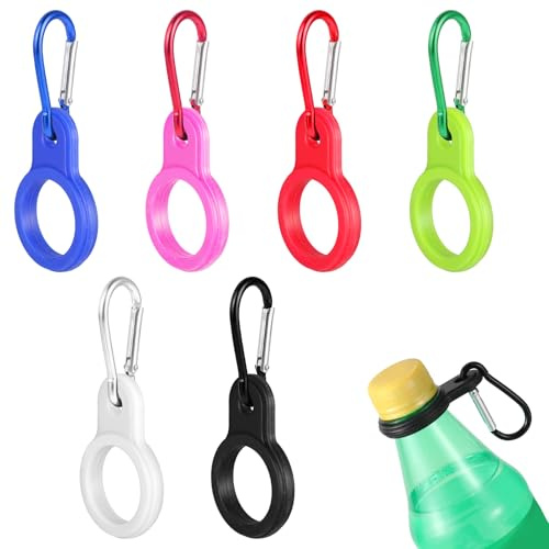 Bewudy 6 Pcs Silicone Water Bottle Buckle Clips, Water Bottle Lanyard with Carabiner, Water Bottle Strap, Portable Safety Water Bottle Buckle Clips for Cycling Camping Hiking
