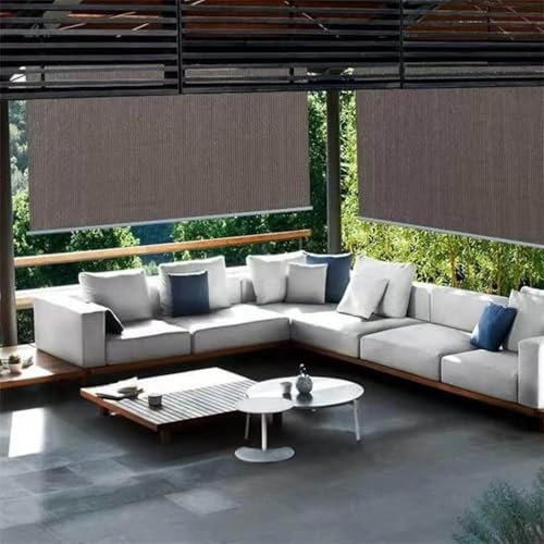 Outdoor-Rollos Wasserdicht für Terrasse Balkon Garten Langlebiges Sonnenschutzrollo mit Wärmedämmung und UV-Schutz Beige B100xL180cm