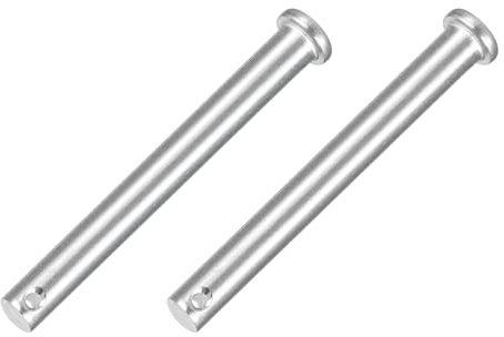 QUARKZMAN 2 Stück Steckbolzen Einloch Gabelbolzen 10 x90 mm Splintstift Flachkopf verzinkter Stahl Lochbolzen