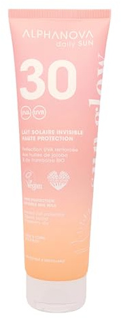 ALPHANOVA DAILY SUN - Lait Solaire SPF30 Invisible - UVB et Protection UVA renforcée - 150ML, Waterproof, Sans Trace Blanche - Parfum monoi
