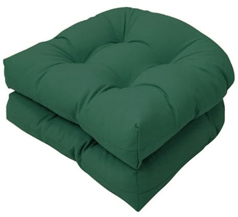 FYCYGG U-förmiges Korb-Sitzkissen, Terrassen-Außenkissen, 2er-Pack, 48 X 48 cm, Weiche, Wetterbeständige Terrassen-Außenkissen für Garten, Küche, Büro(Deep Green,Waterproof)