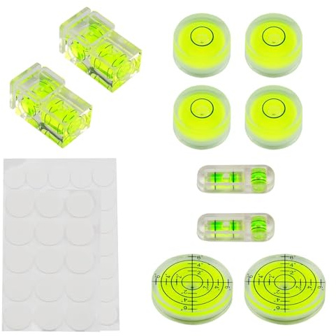 10 Stück Mini Wasserwaage Libelle Wasserwaage Klein Rund für Camping, Kamera, Möbel, Stative, Bubble Level Set mit 50 Klebepunkten, Stabiler Pfostenwasserwaage Libellen für Präzise Ausrichtung