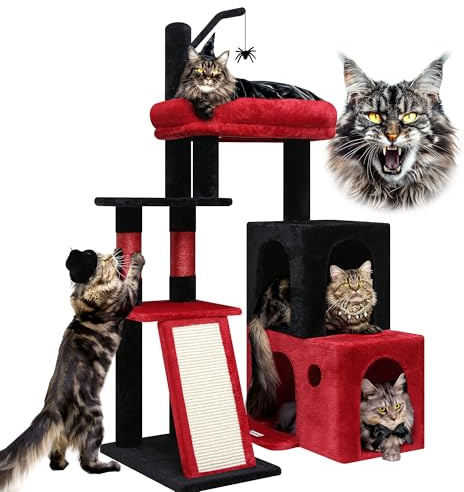 Globlazer F50 Kratzbaum mit Katzenhaus L:50cm Sisalrampe für Katzen Senior | Katzenbaum Stabil für Ecke Verstellbarem Winkel Platz Sparen Leicht zu Erklimmen, geeignet für Kätzchen Seniorenkatzen Innen