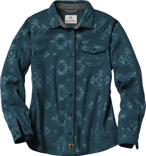 Legendary Whitetails Women's Trail Guide Fleece Button Down Shirt, Blue Wing Teal, M