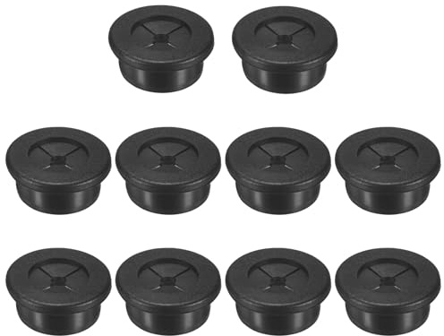 M METERXITY 10-Pack Rubber Grommets for Wiring 25mm Desk Grommet Black | Double-Sided Flexible Cable Cord Cover, Desk Hole Protection for Cables, Wires
