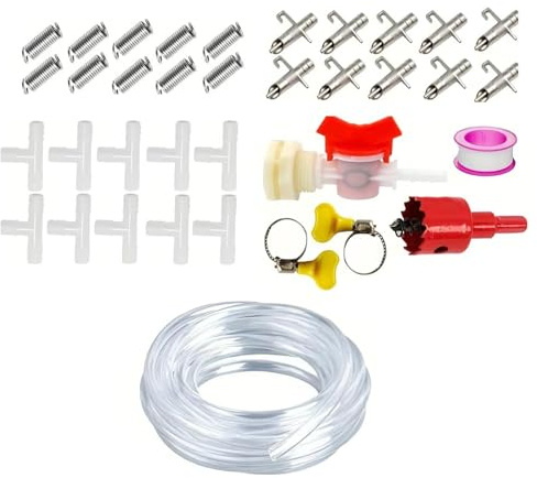 jebyltd Pacchetto Kit Sistemi Irrigazione Automatici Conigli Automatici con Capezzoli per Bevitori Piccoli Animali Domestici E Alimentazione Pollame.