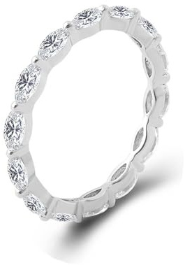 Gold Ring 18K, Eheringe 750 Weißgold Ewigkeit Moissanit Modeschmuck für Ehefrau Mutter Größe 52 (16.6)