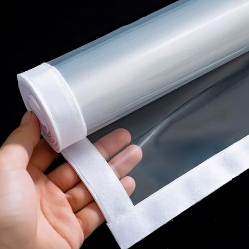 ZHUOZ1T Kit De Aislamiento De Ventana,Película Aislante Transparentes,Cortina De Plástico De Aislamiento Térmico A Prueba De Frío,Resistente al Viento y Cálido,Reutilizable (60cm x 160cm)