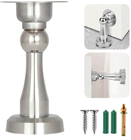 Magnetisch Türstopper, Türstopper Magnetischer Extra Starker Türfeststeller & Bodentürpuffer, Geräuschlos Edelstahl mit 3M Schrauben Set, Türklinken & Wandschutz