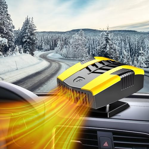 Jaaduem Chauffage de Voiture, 12V 150W Chauffage Soufflant de Voiture, Réchauffeur de Voiture Portable avec Allume Cigare, 2 en 1 Chauffage Refroidissement Ventilateur Degivreur Pare Brise