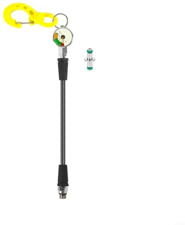 Puupaa Manometro per immersioni subacquee con tubo intrecciato in fibra di carbonio, filettatura 7/16-20UNF luminosa per una facile lettura al buio, rotazione di 360 gradi (15 cm)