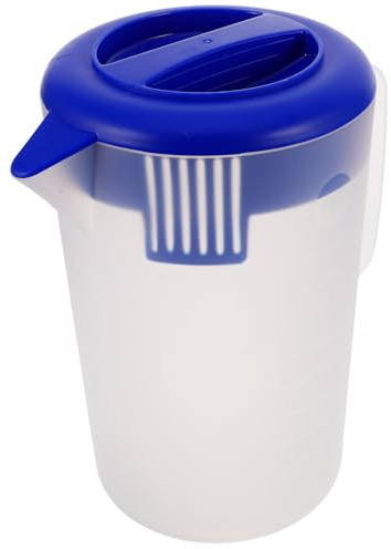 Healeved Brocca di Plastica Bocca Larga e Coperchio, Capacità 5 Litri, Manico Ergonomico, per Succo e Bevande Fredde in Hotel e Ristoranti
