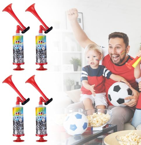 ZHITENG Corne de Brume Super Fort à Main, Trompette Supporter Air Portable, Tambour Supporter Réutilisable, Klaxon Musicaux Portable pour Coupe du Monde Football Match et Fête (Rouge)