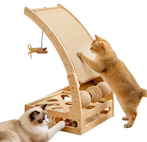 Gzadii Rampé Griffoir pour Chat d'escalade avec Parcours à Billes | Panneau à Griffer Vertical Pour chambre, coin, dortoir, appartement, maison