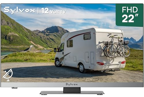 SYLVOX 22 Inch TV, FHD 1080P Small TV with Built-in DVD Player | HDMI USB, FM Radio & Sleep Timer, 12 Volt Television for Motorhome, Campervan, Kitchen & Home