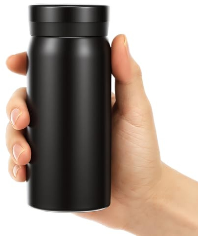 200ml Small Water Bottle, Stainless Steel Small Flask for Hot & Cold Drinks, Vacuum Insulated Portable Travel Coffee Cup Mini Pocket Flask for Home, Office, Gym, Travel, Adult and Kid(Black)