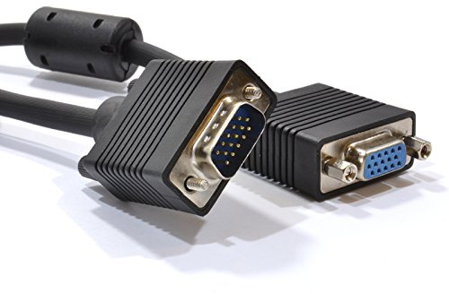 kenable SVGA Monitore Verlängerung Kabel HD15 15 Polig Anschlusskabel Männlich Zum Weiblich 20 m Schwarz [20 Meter/20m]