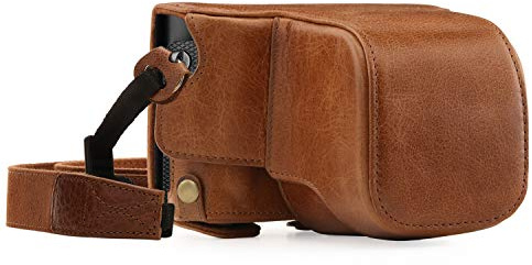 MegaGear MG1403 Leica Q-P, Q (Typ 116) Ever Ready Echtleder Kamera-Case mit Trageriemen - Braun