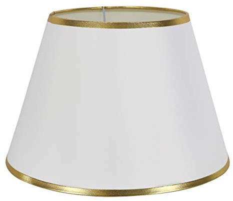 DULEE 8.6 E27/E14 Screw Paralume da Tavolo Tessuto Fatto a Mano Paralumi da Terra,Semplice Lampada da Tavolo,Paralume da Comodino,(Top)15cm x (Height)17cm x (Bottom)22cm,Bianco con finiture dorate