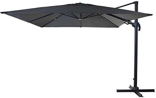 Mendler Sombrilla para gastronomía HWC-A96, 3 x 3 m (diámetro de 4,24 m), orientable, poliéster aluminio/acero, 23 kg, antracita, sin soporte