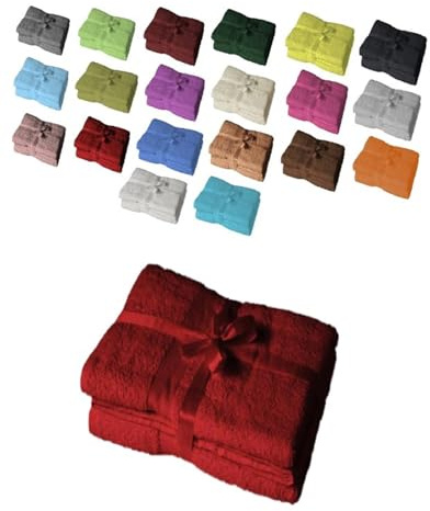 EXKLUSIV HEIMTEXTIL – Ensemble de serviettes de toilette avec nœud – Marque de coussins de sièges et de chaises longues de jardin, Coton, rouge, Duschtuch 2er Set 70 x 140 cm