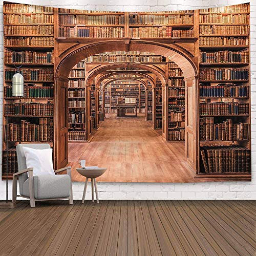 Arazzo da Parete Grande, Morbuy Sfondo Scaffale 3D Hippie Poliestere Stampa Home Decor Tappeti da Parete Casual Picnic Telo Mare Tovaglia (Biblioteca,150x130cm)