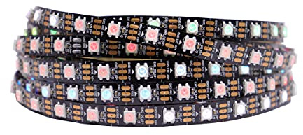 LOAMLIN LED Streifen WS2812B 5M 60 LEDs/m, RGB-IC Magische Farbe Programmierbar Led 300Pixels, Flexibler Individuell Adressierbar 5050 SMD Led Strip, Schwarze Platine, IP30 nicht wasserdicht