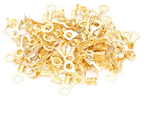 Garosa 100 Pièces M4 Bornes à Anneau de Goujon Cosses à Sertir en Cuivre Robustes Câble de Soudage Cosse à œillet en Cuivre Nu,Terminaux