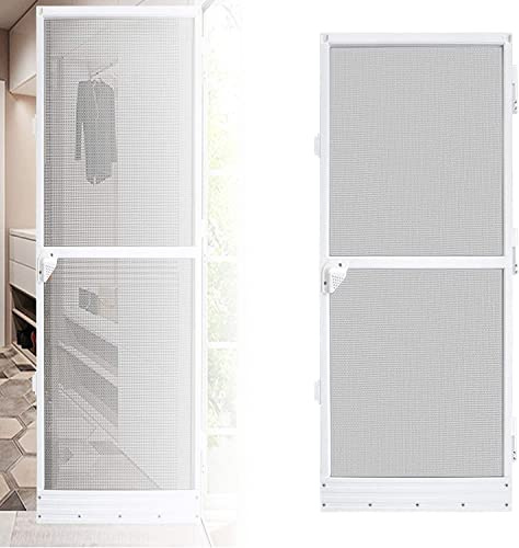 LARS360 Mosquitera blanca para puertas, protección contra insectos para puerta de balcón, hasta 120 x 240 cm, con marco de aluminio, evita las plagas de insectos