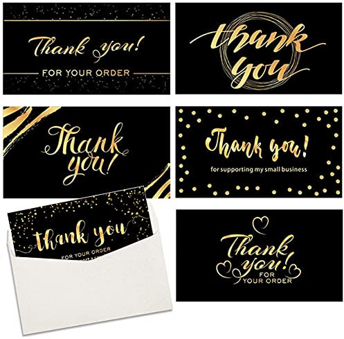 Shao hua 120 Stück Dankeskarten, Dankeschön Karten Multipack, 6 Verschiedene Designs (Schwarz Gold Muster), Karte Danke für alle Gelegenheiten, Business, Hochzeit, Baby-Dusche, Lehrer, Graduierung