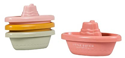 Little Dutch 2007437 Badespielzeug Badeboote 4er Set rosa