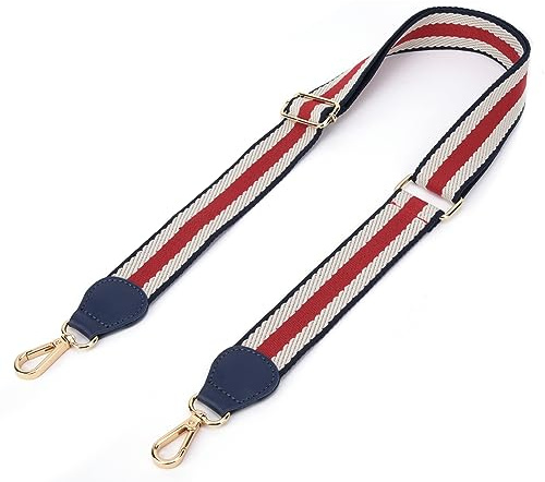 Breiter Schultergurt, Streifen Taschenriemen Schräg Verstellbarer Taschengurt Metallhaken Lederhandtasche Ersatzteil Handbuch Tasche DIY Taschengurte Zum Wechseln Tragegurt Damen (13#Dunkelblau Rot)