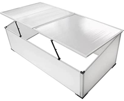 HOMIUSE Petit Serre de Jardin Froide à 2 Couvercles 110x55x41 cm Aluminium Blanc Serre Fleurs Facile à Assembler Serre Exterieur Hiver Protection Optimale Abri pour Plantes Légumes Fleurs Herbes