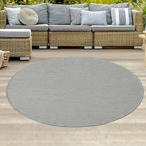 Teppich-Traum Klassisch-moderner Sisal Teppich Wintergarten • In- & Outdoor • in grau, 160 cm Rund
