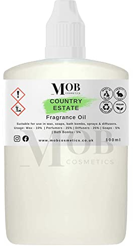 Country Estate Luxury and Designer Fragrance Oil | Highly Concentrated | Perfect for Candles, Soaps, Bath Bombs, Diffusers, Wax Melts | UK Made | Vegan (Country Estate, 100ml (Pack of 1))