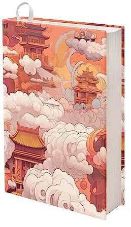 Kuiaobaty Chinesische Tempelkunst Bucheinband dehnbar Buchhüllen Hülle, orientalische traditionelle Wolken Lehrbucheinband Schule Buch Schutz