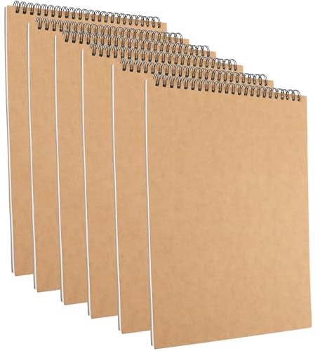 ZEONHEI Spiral-Skizzenbücher, A4, blanko, 30 Blatt/60 Seiten à 160 g/m², A4-Skizzenblöcke, brauner Krafteinband, Zeichenblöcke zum Malen, Skizzieren, Zeichnen