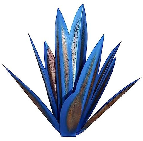 Hatem Téquila Sculpture Rustique Métal Agave Plante Décor à la Rustique Peint à la Main Jardin Ornements Extérieur 55cm