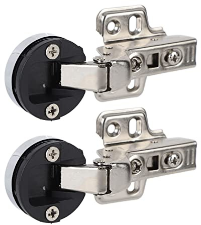 35 Cup Stainless Steel Glass Door Damping Buffer Hinge, Silent Close Cabinet Door, Easy Install, Small & Exquisite, Suitable for Glass Cabinets and Bookcase Doors (Large Bend