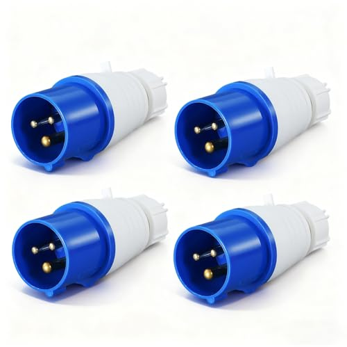 Uadme 4Pcs 16A 3 Pin IP44 Weatherproof Industrial Plug | 220-250V Rated, Splashproof & Waterproof, Trailing Plug Design, For Construction Sites & Caravans