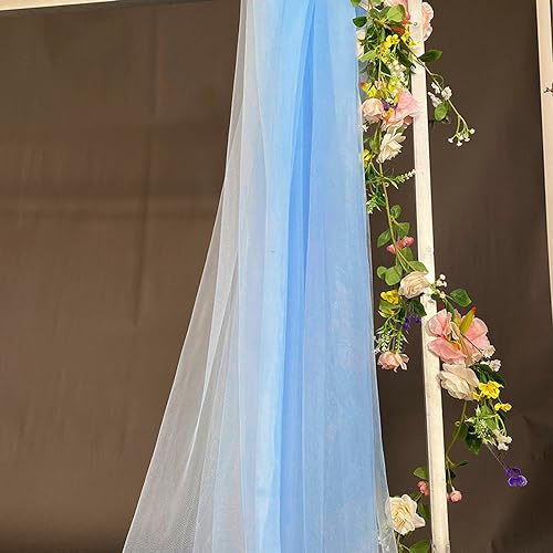 Duories 20m x 160cm Soft Tüllstoff,Tüll Stoffe zum Nähen,Netzstoff Dekostoff Drapierstoff für Arbor Hochzeit Vorhang Hochzeitsbogen Freihanddeko Querbehang Gardine Torbogen Zeremonie Party Dekor,Blau