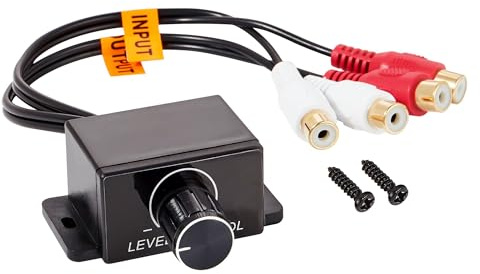 RED WOLF Cinch Lautstärkeregler Auto Volume Control Knob Bass RCA Gain Level Controller Universal Kompatibel mit VW Opel Citroen Peugeot FIAT Mercedes Kfz Verstärker Audio Pegelregler