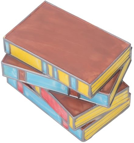 Dilwe Gestapelte Buchlichter, Multifunktionale Vintage-Tischlampe mit Buntem Kunsthandwerk, Tisch-Nachttisch-Leselampe für Schlafzimmer, Wohnzimmer, Dekoration