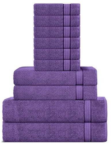 Sweet Needle Set di asciugamani in cotone super morbido da 600 g/m² - 2 asciugamani da bagno, 2 mani e 6 lavamani/viso - assorbenti e soffici per accessori da bagno, Prugna (balle da 10 pezzi)