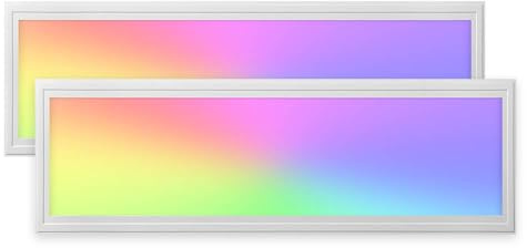 2x LED Panel 120x30cm 2800-6500K 4560lm RGB+CCT Farbsteuerung & dimmbar über Fernbedienung Einbau-/Einlegeleuchte Deckenleuchte für Rasterdecke oder Trockenbau 1195x295x12mm
