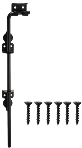 sourcing map 18 Cane Bolt, Cane Bolt Gate Drop Rod Iron Gate Doors Stopper Gate Hardware for Wooden Gate and Fences Doors, Black Finish