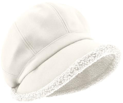 Rayson Berets for Women Balloon Hat Wool Newsboy Warm Peaked Cap 8 Panels Women's Winter Hats One Size(Beige)